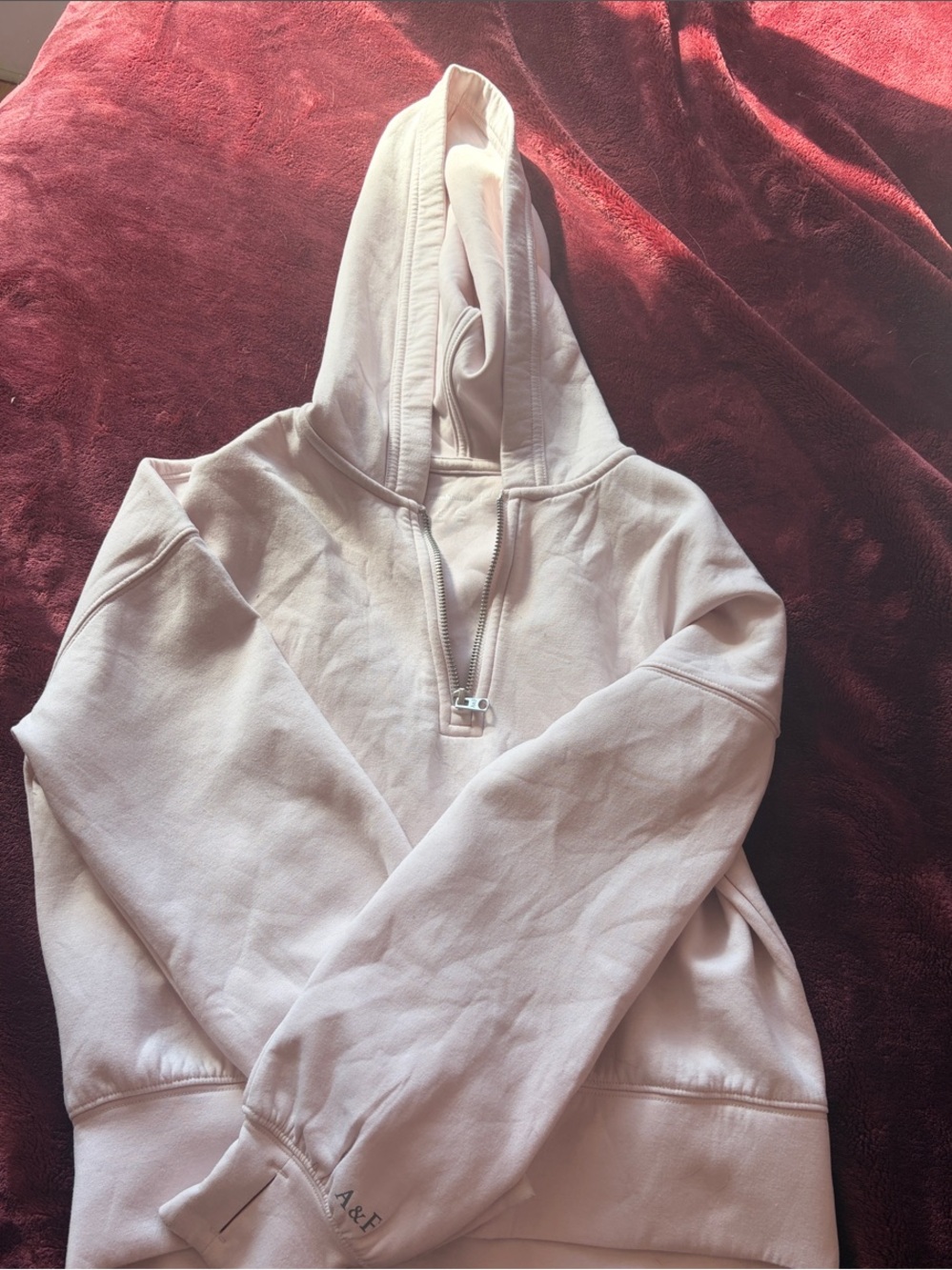 Abercrombie & Fitch Pale Pink Half-Zip Hoodie